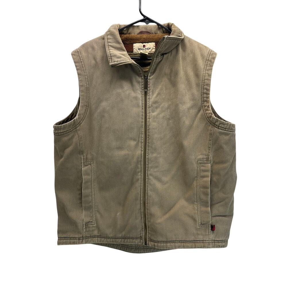 Woolrich Dorrington Canvas Vest 22830 Vintage Full Zip Vest Jacket Dark wheat L
